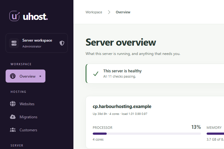 UHost in the Indigo palette, a violet warmer than the blue